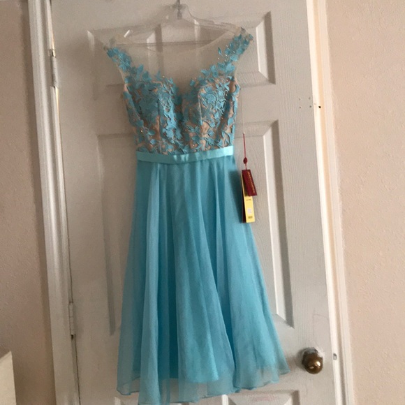 Aqua blue party dress - Picture 3 of 6